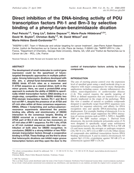 Direct Inhibition of the DNA-Binding Activity of POU Transcription Factors