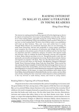 RAISING INTEREST in MALAY CLASSIC LITERATURE in YOUNG READERS Ding Choo Ming1