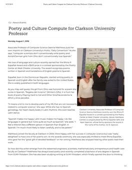 Poetry and Culture Compute for Clarkson University Professor | Clarkson University