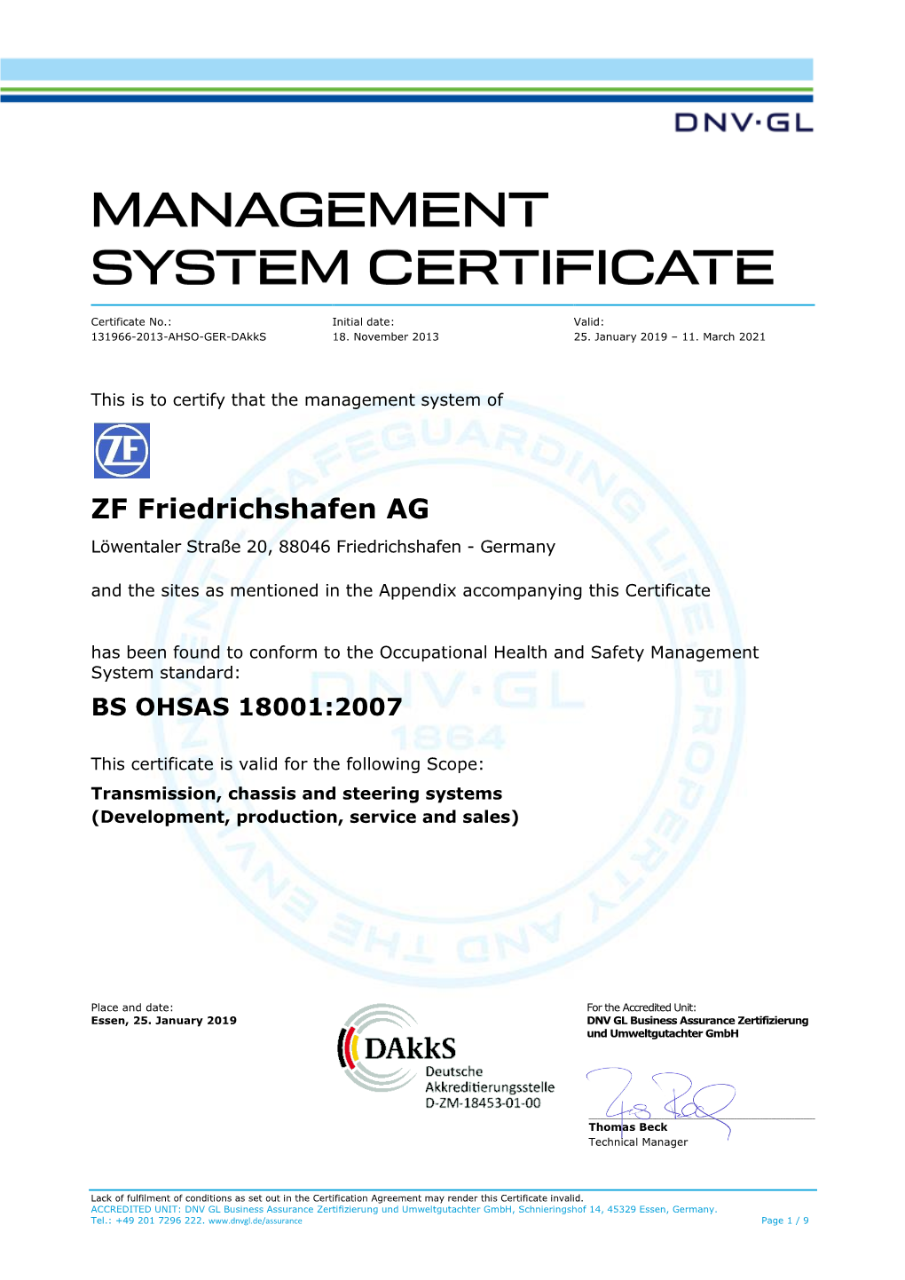 Friedrichshafen BS OHSAS 18001