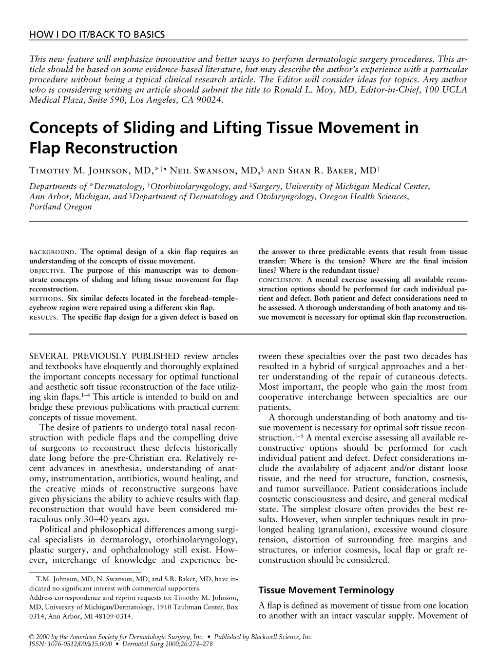 Concepts of Sliding and Lifting Tissue Movement in Flap Reconstruction