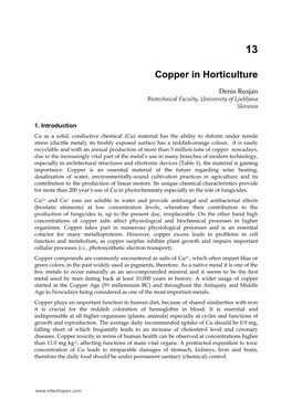 Copper in Horticulture