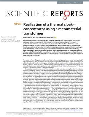Realization of a Thermal Cloak–Concentrator Using a Metamaterial