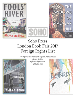 Soho Press London Book Fair 2017 Foreign Rights List
