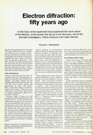 Electron Diffraction: Fifty Years Ago