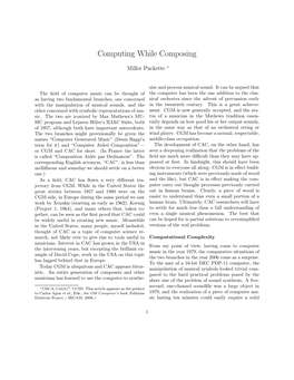 Computing While Composing