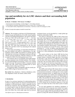 Age and Metallicity for Six LMC Clusters and Their Surrounding Field