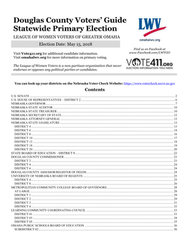 Douglas County Voters' Guide Statewide Primary Election