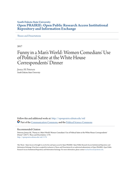 Funny in a Man's World: Women Comedians' Use of Political Satire at the White House Correspondents' Dinner Jessica M