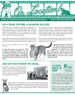 Spring 2010 Newsletter of Actors and Others for Animals