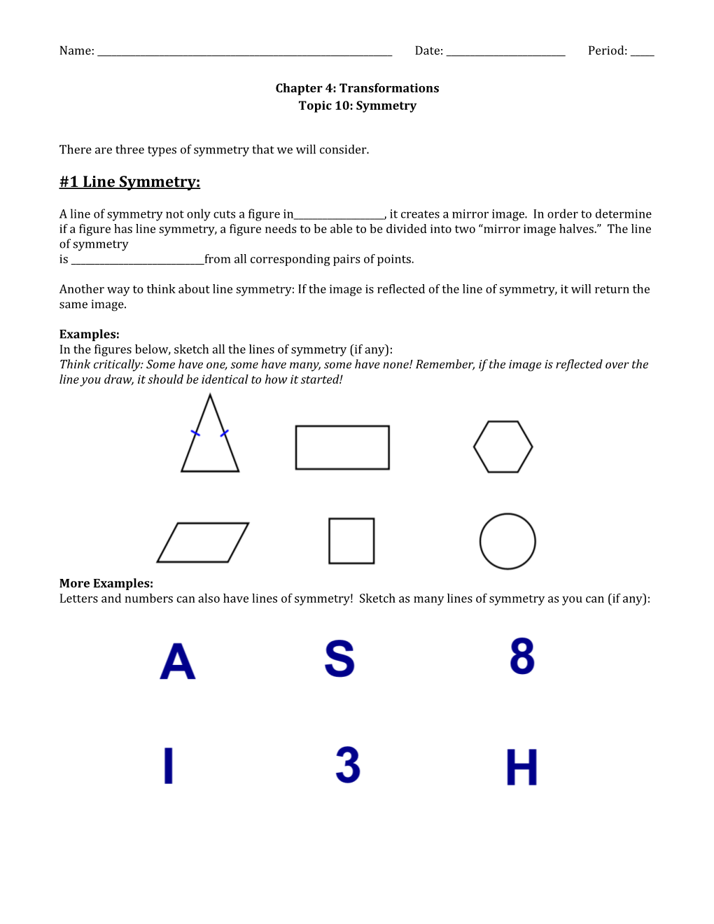 1 Line Symmetry