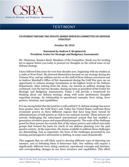 Statement Before the Senate Armed Services Committee on Defense Strategy