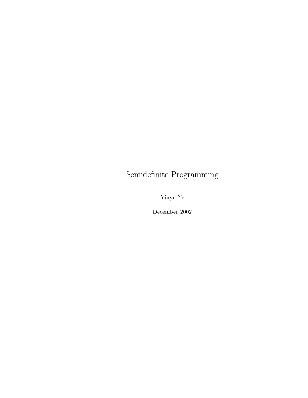 Semidefinite Programming