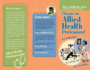 Allied Health Professionals! Learn More