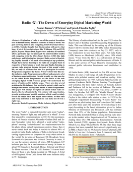 Radio ‘X’: the Dawn of Emerging Digital Marketing World