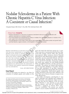 Nodular Scleroderma in a Patient with Chronic Hepatitis C Virus Infection: a Coexistent Or Causal Infection?