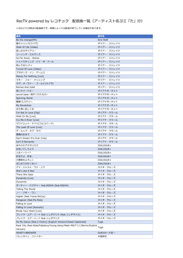 Rectv Powered by レコチョク 配信曲 覧（アーティスト名ヨミ「た」 ）
