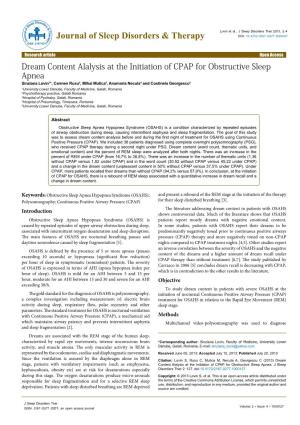 Dream Content Alalysis at the Initiation of CPAP for Obstructive