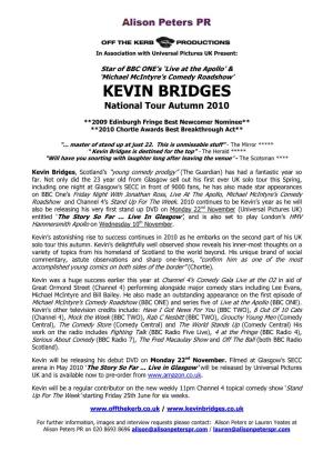 KEVIN BRIDGES National Tour Autumn 2010