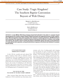 The Southern Baptist Convention Boycott of Walt Disney1