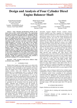 Design and Analysis of Four Cylinder Diesel Engine Balancer Shaft