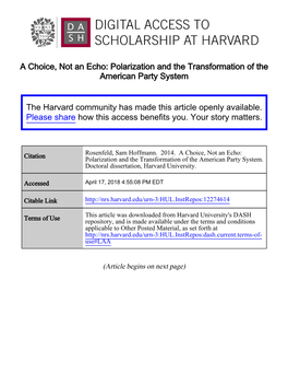 Polarization and the Transformation of the American Party System