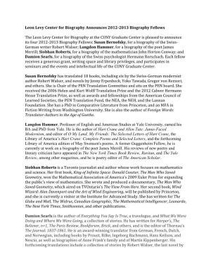Fellowship Press Release 2012-2013