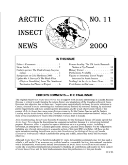 No. 11 2000 ARCTIC INSECT NEWS