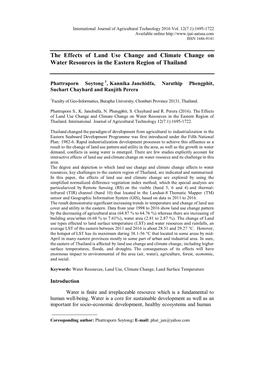 The Effects of Land Use Change and Climate Change on Water Resources in the Eastern Region of Thailand
