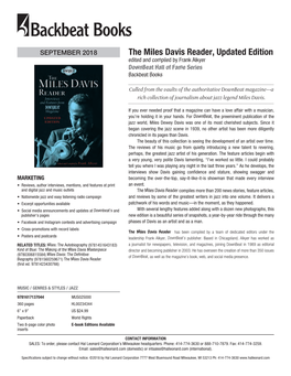 The Miles Davis Reader, Updated Edition Edited and Compiled by Frank Alkyer Downbeat Hall of Fame Series Backbeat Books