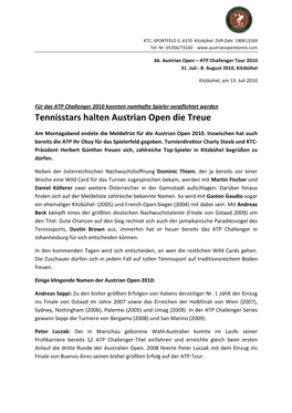 Tennisstars Halten Austrian Open Die Treue
