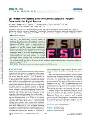 3D-Printed Photoactive Semiconducting Nanowire