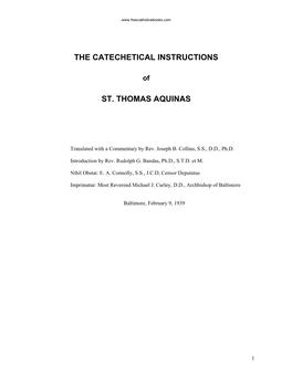 The Catechetical Instructions St. Thomas