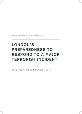 London's Preparedness to Respond to a Major