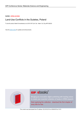 Land Use Conflicts in the Sudetes, Poland