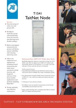 Taitnet : Tait's Premium Wide Area Trunking System