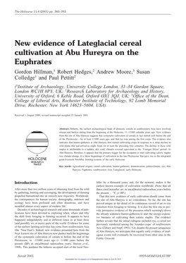 New Evidence of Lateglacial Cereal Cultivation at Abu Hureyra on The