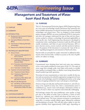 EPA-Management and Treatment of Water from Hard Rock Mines