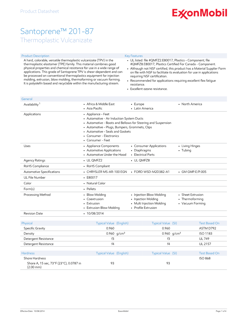 Santoprene™ 201-87 Thermoplastic Vulcanizate