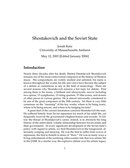 Shostakovich and the Soviet State