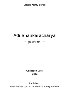 Adi Shankaracharya - Poems