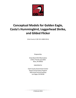 Conceptual Models for Golden Eagle, Costa's Hummingbird, Loggerhead