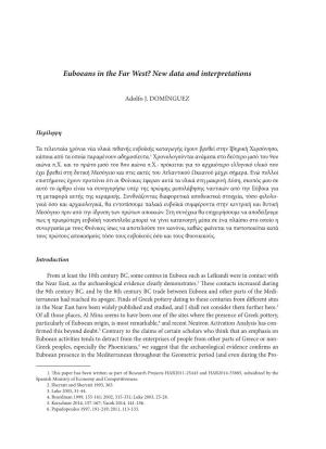 Euboeans in the Far West? New Data and Interpretations