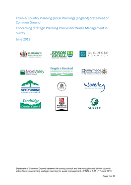 Statement of Common Ground Surrey Waste Local Plan