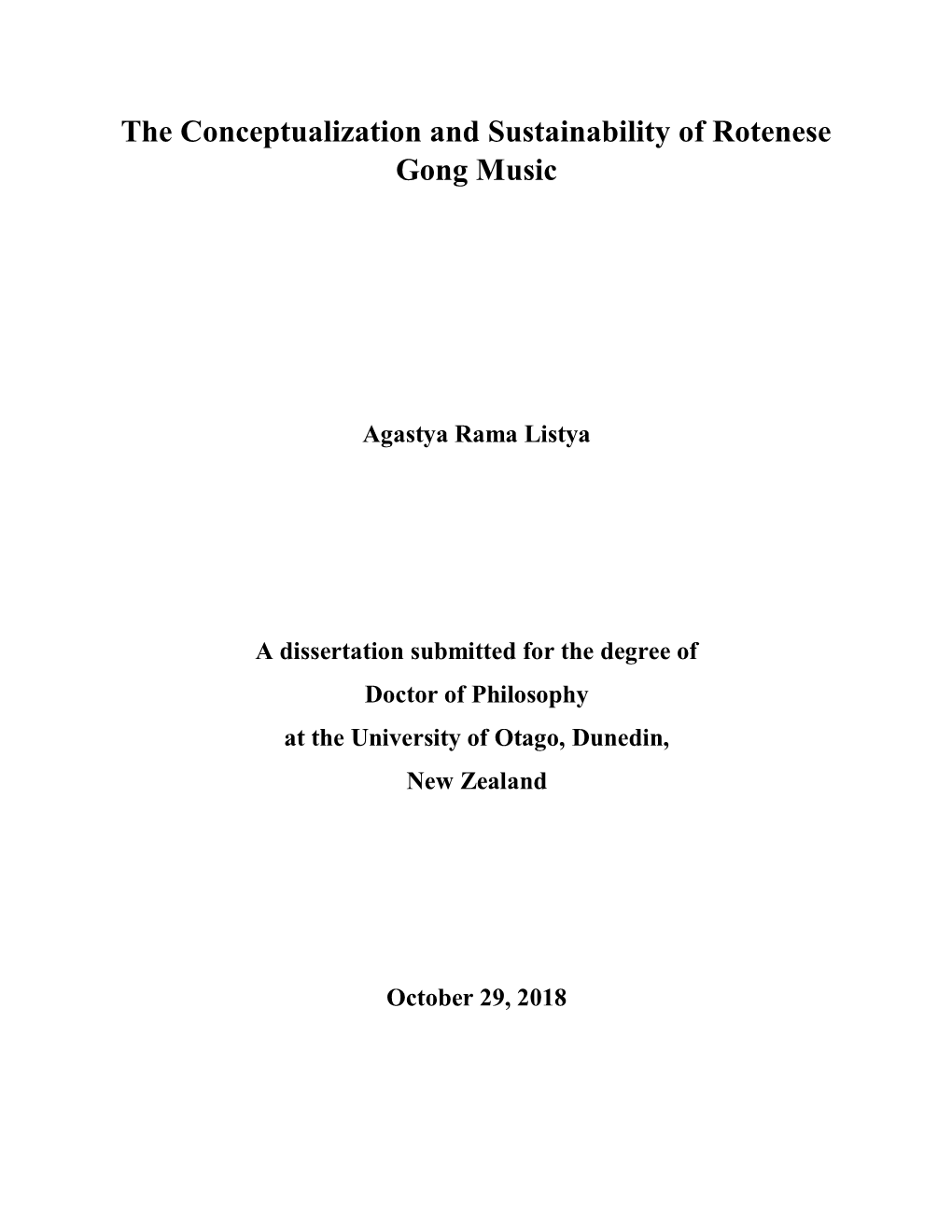 The Conceptualization and Sustainability of Rotenese Gong Music