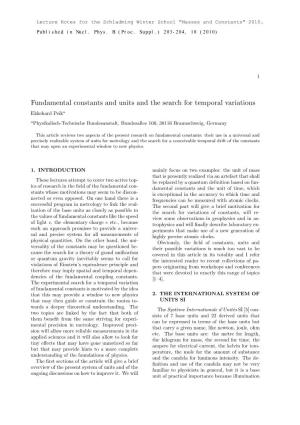 Fundamental Constants and Units and the Search for Temporal Variations