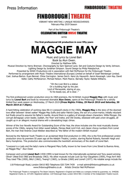 MAGGIE MAY Music and Lyrics by Lionel Bart Book by Alun Owen