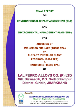 LAL FERRO ALLOYS Co. (P) LTD TERMS of REFERENCE – STATUS of COMPLIANCE