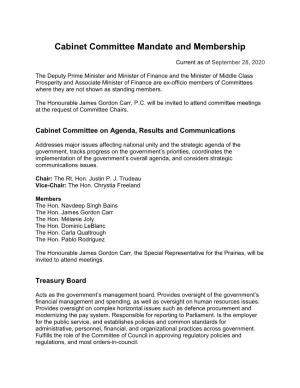 Cabinet Committee Mandate and Membership