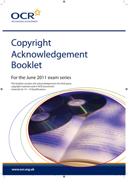 Copyright Acknowledgement Booklet